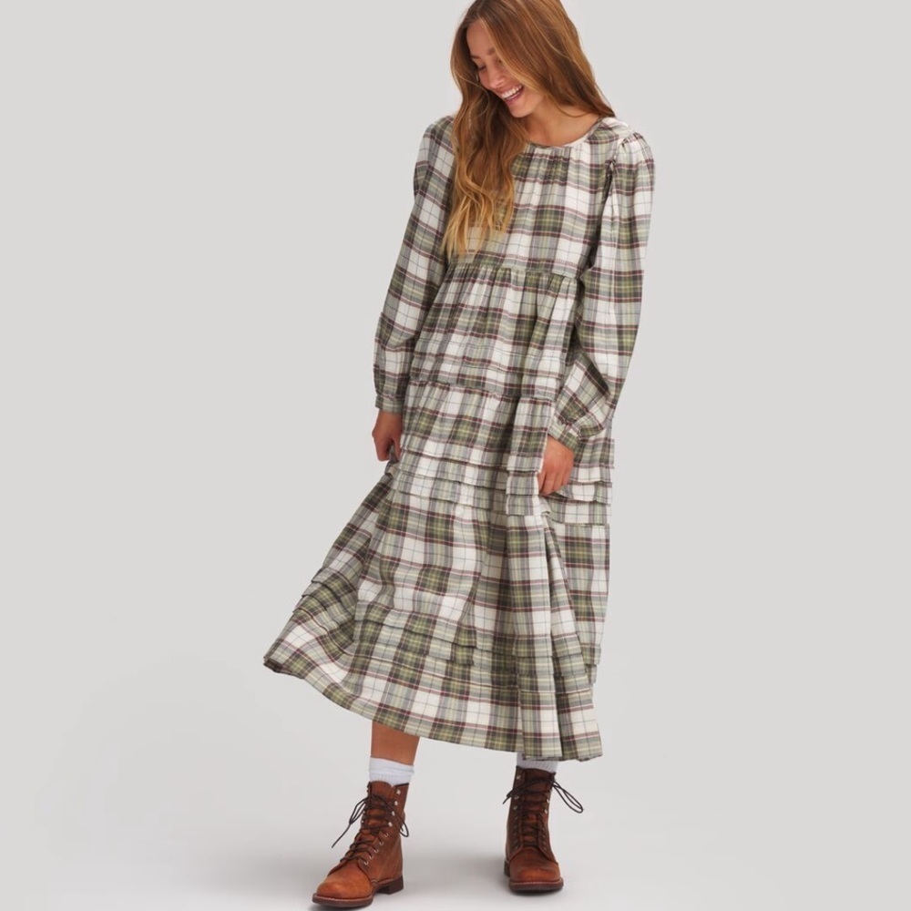 Basin and Range Plaid Ranch Long Sleeve Maxi Dress
 Boho vintage retro preppy